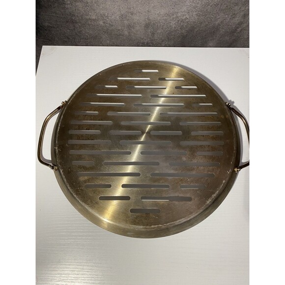 Pampered Chef 12" Round BBQ Grill Pizza Pan Stainless Steel Perforated 2 Handles - Picture 4 of 5